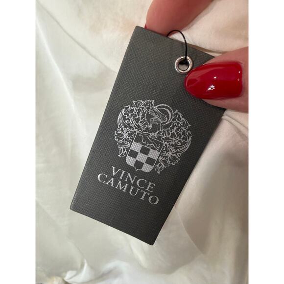 Vince Camuto Ivory Blouson Sleeve, V‑Neck, Tie Hem Top, NWT, Sz M ✨ - Picture 8 of 8